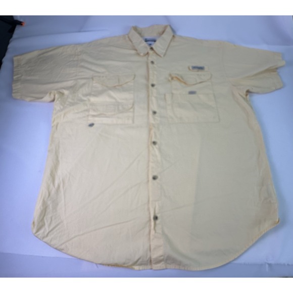 Columbia PFG‎ Shirt Mens XL Yellow Button Up Solid Fishing Vented Outdoor - Picture 1 of 8